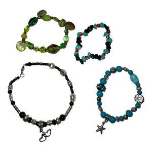 Local Artisan Made Glass and Stone Bracelets and 1 Anklet